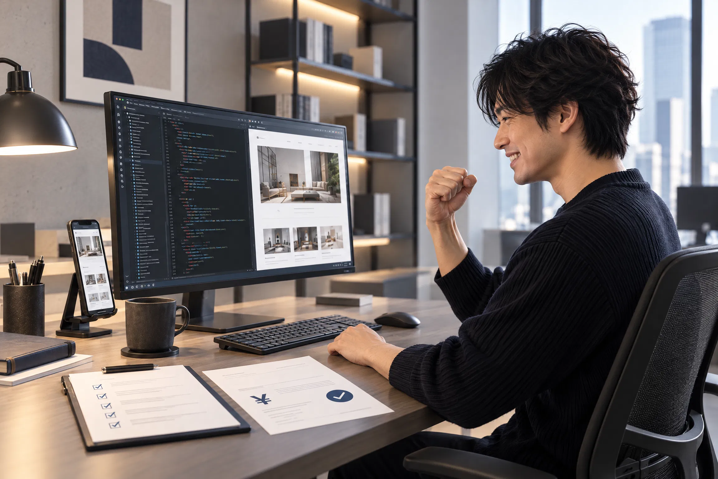 身につけた技術を使い、Webアプリの制作に取り組む様子